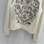 Dior Men Dioramour Embroidered Sweater Ecru Cashmere Knit with Multicolor Amour 1947 Motif