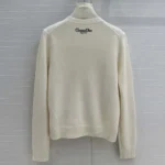 Dior Men Dioramour Embroidered Sweater Ecru Cashmere Knit with Multicolor Amour 1947 Motif