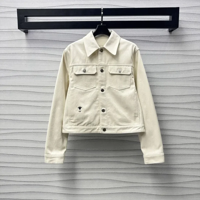 Dior Men Dioramour Jacket White Cotton Denim with Multicolor Cœur des Curiosités Motif