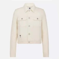 Dior Men Dioramour Jacket White Cotton Denim with Multicolor Cœur des Curiosités Motif