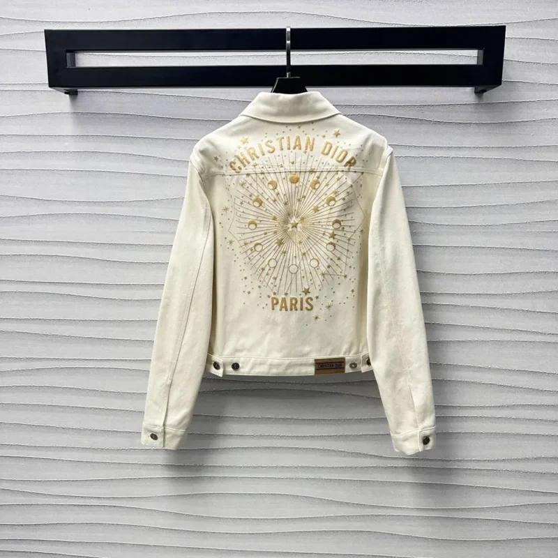 Dior Men Dioramour Jacket White Cotton Denim with Multicolor Cœur des Curiosités Motif