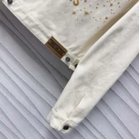 Dior Men Dioramour Jacket White Cotton Denim with Multicolor Cœur des Curiosités Motif