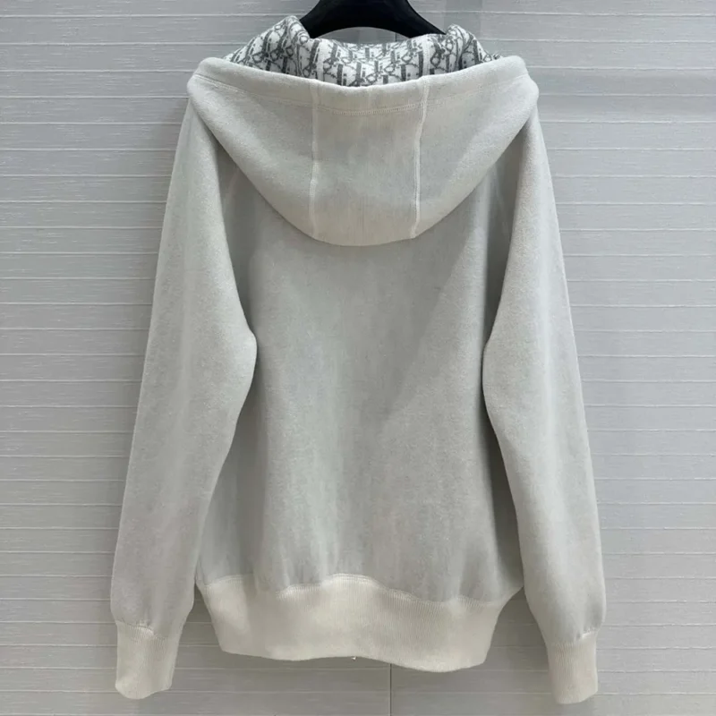 Dior Men Hooded Track Jacket White Cotton Knit and Cashmere