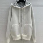 Chaqueta deportiva con capucha Dior para hombre en punto de algodón blanco y cachemira