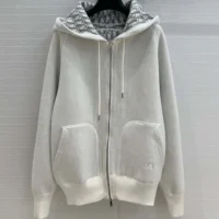 Dior Men Hooded Track Jacket White Cotton Knit and Cashmere (1)