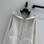 Chaqueta deportiva con capucha Dior para hombre en punto de algodón blanco y cachemira