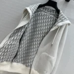 Chaqueta deportiva con capucha Dior para hombre en punto de algodón blanco y cachemira