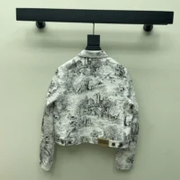 Dior Men Jacket White Cotton Denim with Blue Toile de Jouy Scotland Motif (1)