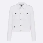 Dior Women Jacket White Cotton Denim with Gold-Tone Dior Around the World Motif