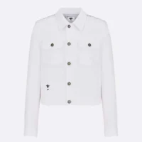 Dior Women Jacket White Cotton Denim with Gold-Tone Dior Around the World Motif