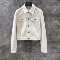 Dior Men Jacket White Cotton Denim with Gold-Tone Dior Around the World Motif (1)