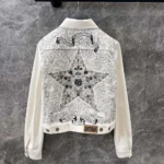 Dior Women Jacket White Cotton Denim with Gold-Tone Dior Around the World Motif