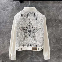 Dior Men Jacket White Cotton Denim with Gold-Tone Dior Around the World Motif (1)