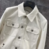 Dior Men Jacket White Cotton Denim with Gold-Tone Dior Around the World Motif (1)