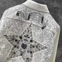 Dior Men Jacket White Cotton Denim with Gold-Tone Dior Around the World Motif (1)