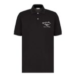 Dior Men Logo-embroidered Cotton Polo shirt-Black