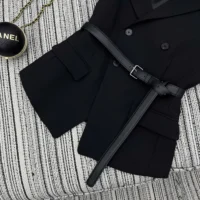 Dior Women Asymmetric Short-Sleeved Jacket with Belt Black Silk and Cotton Faille (1)