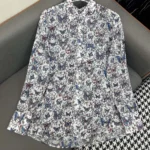 Dior Women Blouse White Cotton Muslin with Multicolor Toile de Jouy Papillon Motif