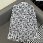 Dior Women Blouse White Cotton Muslin with Multicolor Toile de Jouy Papillon Motif