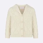 Cardigan Cannage Dior Femme en maille texturée écrue mélangée de laine et de cachemire