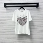 Dior Women Dioramour Embroidered T-Shirt White Cotton and Linen Jersey