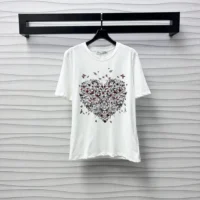 Dior Women Dioramour Embroidered T-Shirt White Cotton and Linen Jersey (1)