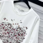 Dior Women Dioramour Embroidered T-Shirt White Cotton and Linen Jersey