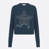 Dior Women Embroidered Sweater Blue Cashmere Knit 514S57A0027 (1)