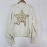 Dior Women Embroidered Sweater Ecru Cashmere Knit-514S57G0027 (1)