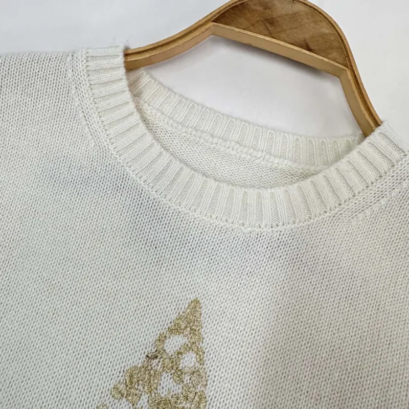 Dior Women Embroidered Sweater Ecru Cashmere Knit-514S57G0027