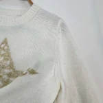 Dior Women Embroidered Sweater Ecru Cashmere Knit-514S57G0027