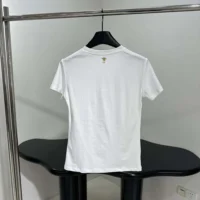 Dior Women Embroidered T-Shirt White Cotton Jersey with Gold-Tone Dior Astral Motif (1)