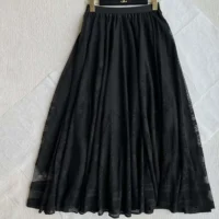 Dior Women Flared Mid-Length Skirt Black Dior Chardons Cotton-Blend Lace (1)