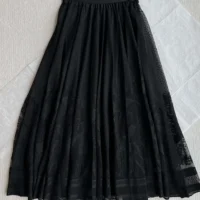 Dior Women Flared Mid-Length Skirt Black Dior Chardons Cotton-Blend Lace (1)
