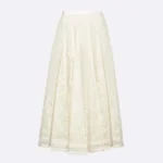 Dior Women Flared Mid-Length Skirt Ecru Dior Chardons Cotton-Blend Lace
