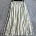 Dior Women Flared Mid-Length Skirt Ecru Dior Chardons Cotton-Blend Lace