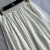 Dior Women Flared Mid-Length Skirt Ecru Dior Chardons Cotton-Blend Lace (1)