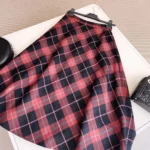 Dior Women Flared Mid-Length Skirt Pink Gray and White Check’n’Dior Virgin Wool