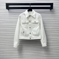 Dior Men Jacket White Cotton Denim with Gold-Tone Dior Around the World Motif (1)
