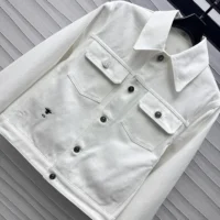 Dior Men Jacket White Cotton Denim with Gold-Tone Dior Around the World Motif (1)