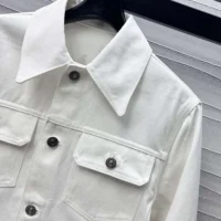 Dior Men Jacket White Cotton Denim with Gold-Tone Dior Around the World Motif (1)