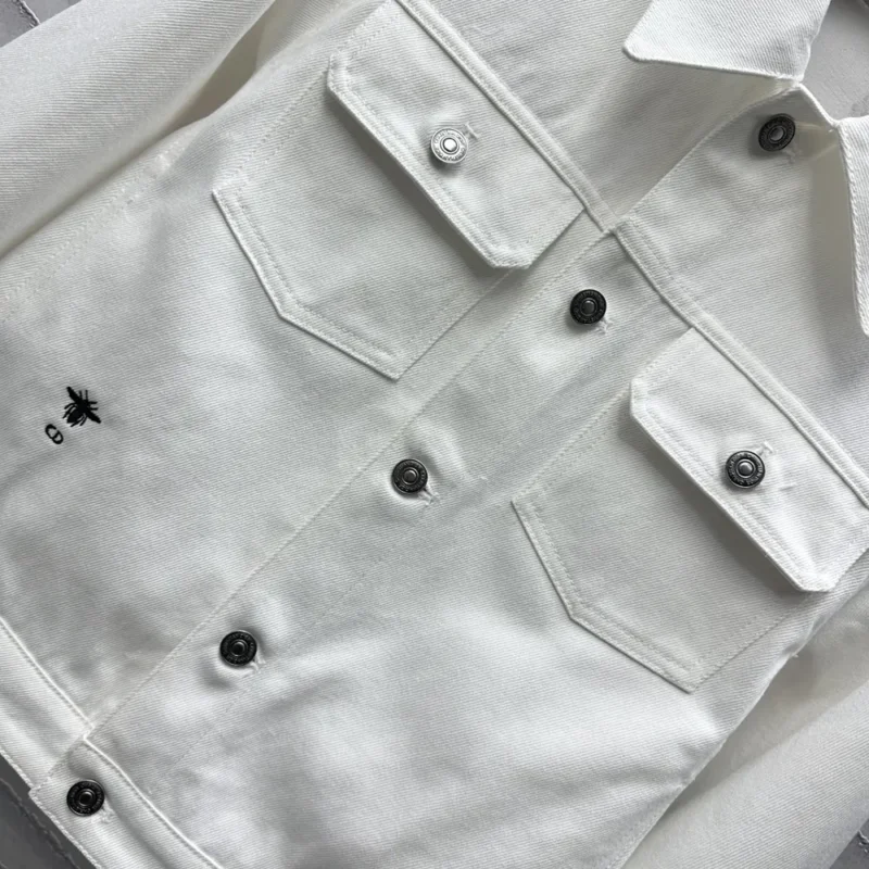 Dior Men Jacket Ecru Cotton Denim with Gold-Tone Dior Astral Motif