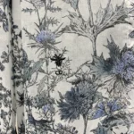 Dior Women Long Blouse White Cotton Muslin with Blue Dior Chardons Motif
