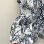 Dior Women Long Blouse White Cotton Muslin with Blue Dior Chardons Motif