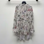 Blusa larga Dior para mujer, de muselina de algodón blanca con motivo multicolor Dior Cabinet de Curiosités