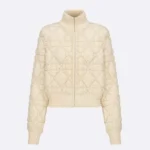Dior Women Macrocannage Zipped Cardigan Ecru Wool- and Cashmere-Blend Knit