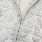 Dior Women Macrocannage Zipped Cardigan Ecru Wool- and Cashmere-Blend Knit