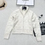 Dior Women Macrocannage Zipped Cardigan Ecru Wool- and Cashmere-Blend Knit