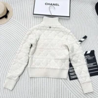 Dior Women Macrocannage Zipped Cardigan Ecru Wool- and Cashmere-Blend Knit (1)