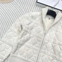 Dior Women Macrocannage Zipped Cardigan Ecru Wool- and Cashmere-Blend Knit (1)